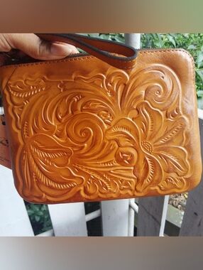 Patricia Nash Tooled Leather Wristlet Bag
